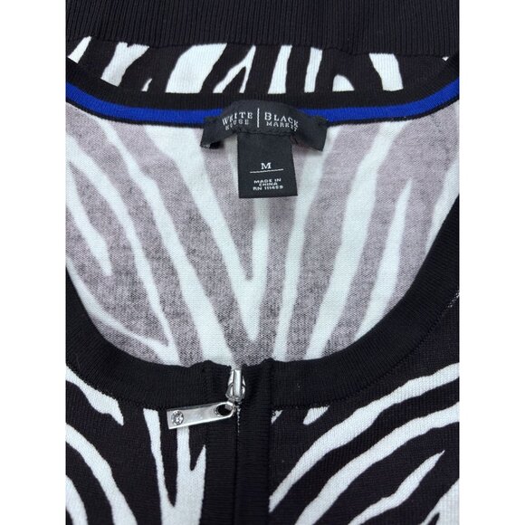 White House Black Market Zebra Print Cardigan Sweater Black & White Medium - Picture 4 of 11